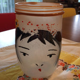 Handblown Glass Cup - Kokeshi Dolls