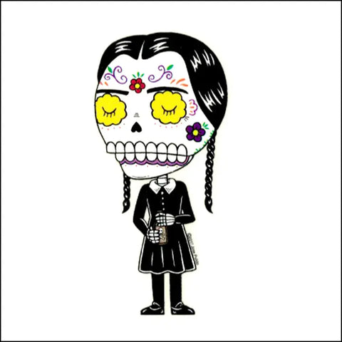 Wednesday Addams Day of the Dead Sticker
