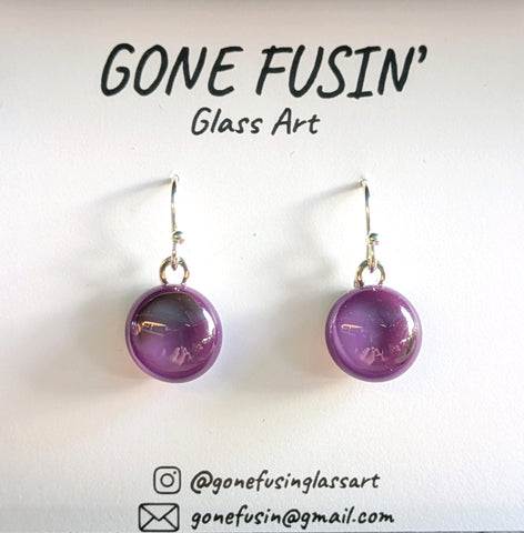 Purple Gumdrop Fused Glass Earrings