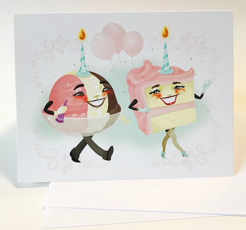 Ice Cream and Cake Happy Birthday Card