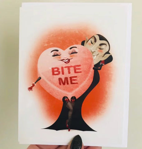 Bite Me Vampire Halloween Greeting Card