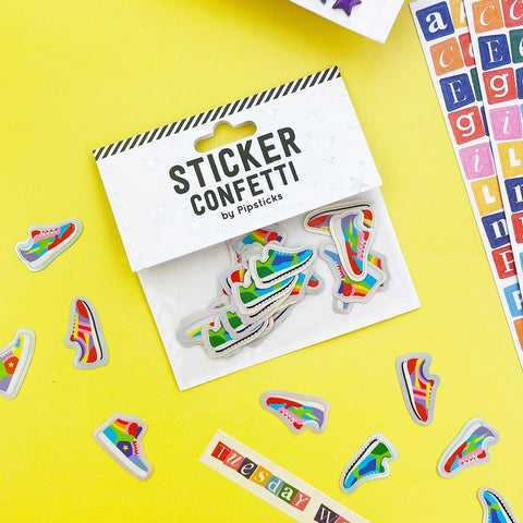 Retro Holographic Sneakers Sticker Confetti