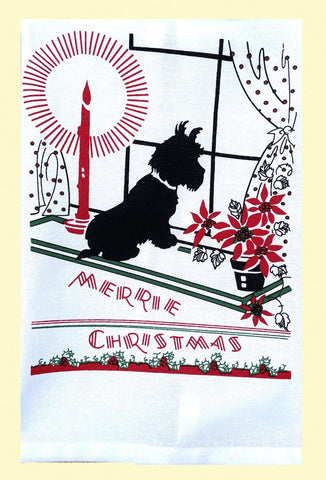Scottie Dog Merry Christmas Flour Sack Towel