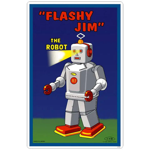 Robot "Flashy Jim" Retro Sticker
