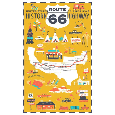 Route 66 Historic Tea Towel