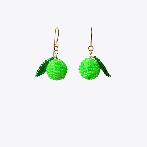 Neon Green Apple Handmade Earrings