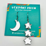 Verdant Moon Retro Geometric Earrings Collection