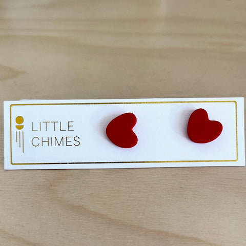 Little Chimes Red Heart Stud Earrings