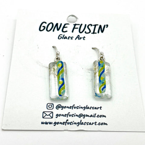 Gone Fusin' 82 Blue and Green Twist Dangle Earring