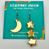Verdant Moon Retro Geometric Earrings Collection