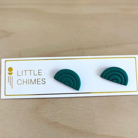 Little Chimes Green Rainbow Stud Earrings