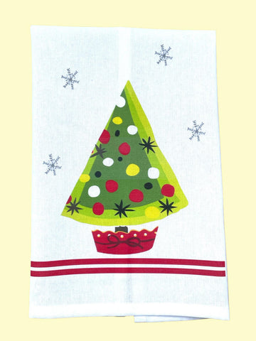 Retro Christmas Tree Tea Towel