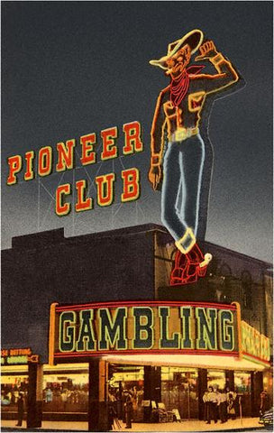 Pioneer Club Gambling Postcard Vintage Image