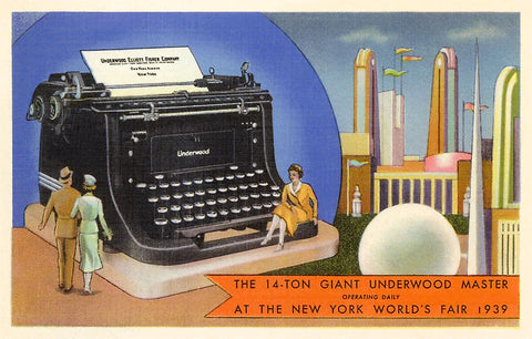 New York's World Fair 1939 Ton Typewriter Note Card