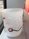 Handblown Glass Cup - Flowers