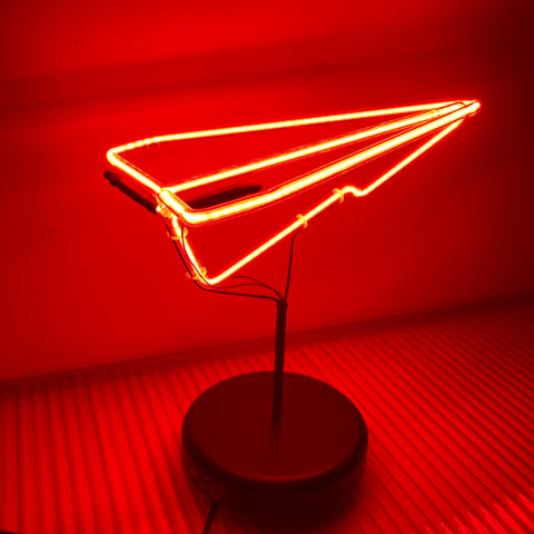 Neon Red Paper Plane Art - Michael Flechtner