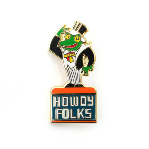 Retro Frog Pin - Howdy Folks!